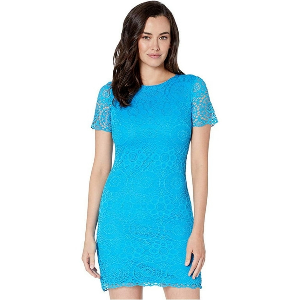 NWT, Laundry by Shelli Segal Curacao Blue Lace Dress